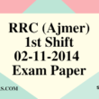 RRC (Ajmer) 02-11-2014 Exam Paper