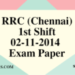 RRC (Chennai) 02-11-2014 Exam Paper