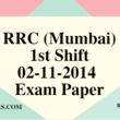 RRC (Mumbai) 02-11-2014 Exam Paper