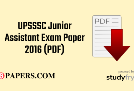 UPSSSC Junior Assistant Exam Paper 2016 (PDF)