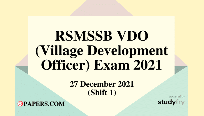 RSMSSB VDO Answer Key 27 December 2021 – First Shift