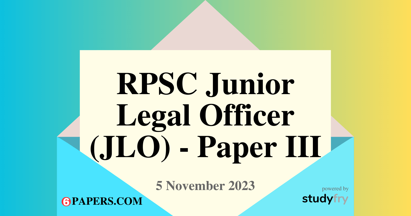 RPSC Junior Legal Officer (JLO) Exam 5 November 2023 - Paper 3 (English Language)